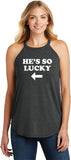 St Patricks Day Hes So Lucky Ladies Tri Rocker Tank Top Shirt - Yoga Clothing for You