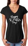 St Patricks Day Happy St Pattys Day Ladies Tri Blend V-neck Shirt - Yoga Clothing for You