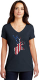 Distressed American Deer Flag Womens Tri Blend V-neck T-Shirt - Yoga Clothing for You