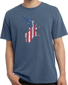 Distressed American Deer Flag Pigment Dyed T-shirt - Yoga Clothing for You