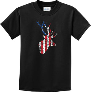 Distressed American Deer Flag Kids T-shirt - Yoga Clothing for You