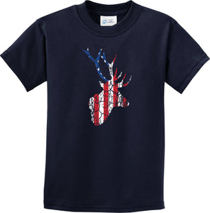 Distressed American Deer Flag Kids T-shirt - Yoga Clothing for You