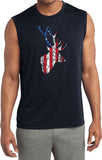 Distressed American Deer Flag Sleeveless Moisture Wicking Shirt - Yoga Clothing for You