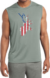 Distressed American Deer Flag Sleeveless Moisture Wicking Shirt - Yoga Clothing for You