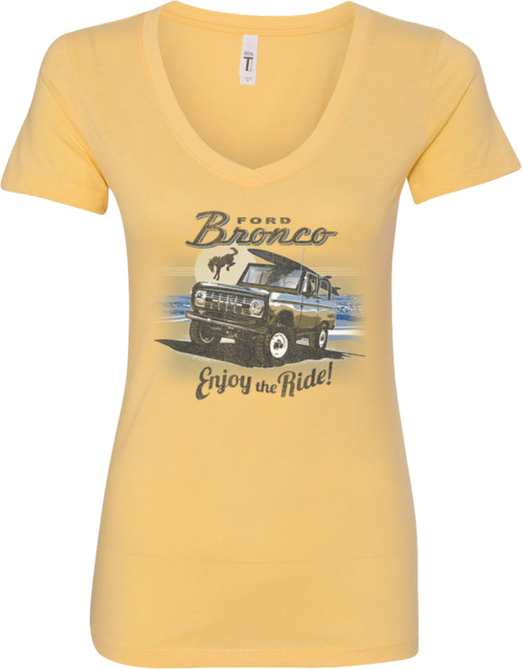 Ford Bronco Enjoy the Ride Ladies V-neck Shirt - Yoga Clothing for You