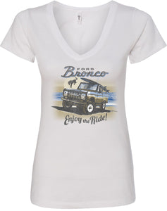 Ford Bronco Enjoy the Ride Ladies V-neck Shirt - Yoga Clothing for You