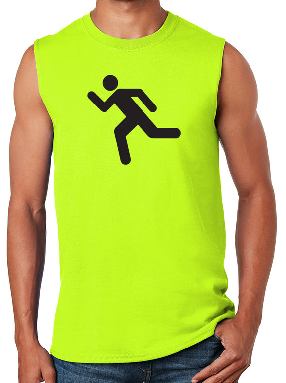 Mens High Visibility RUNNING Muscle Tee Shirt - Safety Green - Yoga Clothing for You