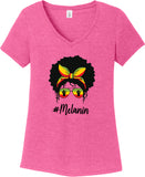 Mom Bun Rasta Melanin Womens Tri Blend V-neck T-Shirt - Yoga Clothing for You