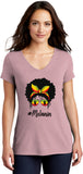 Mom Bun Rasta Melanin Womens Tri Blend V-neck T-Shirt - Yoga Clothing for You
