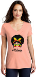 Mom Bun Rasta Melanin Womens Tri Blend V-neck T-Shirt - Yoga Clothing for You