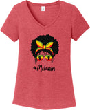 Mom Bun Rasta Melanin Womens Tri Blend V-neck T-Shirt - Yoga Clothing for You
