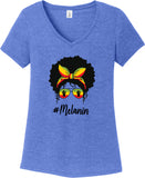 Mom Bun Rasta Melanin Womens Tri Blend V-neck T-Shirt - Yoga Clothing for You
