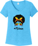 Mom Bun Rasta Melanin Womens Tri Blend V-neck T-Shirt - Yoga Clothing for You