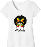 Mom Bun Rasta Melanin Womens Tri Blend V-neck T-Shirt - Yoga Clothing for You
