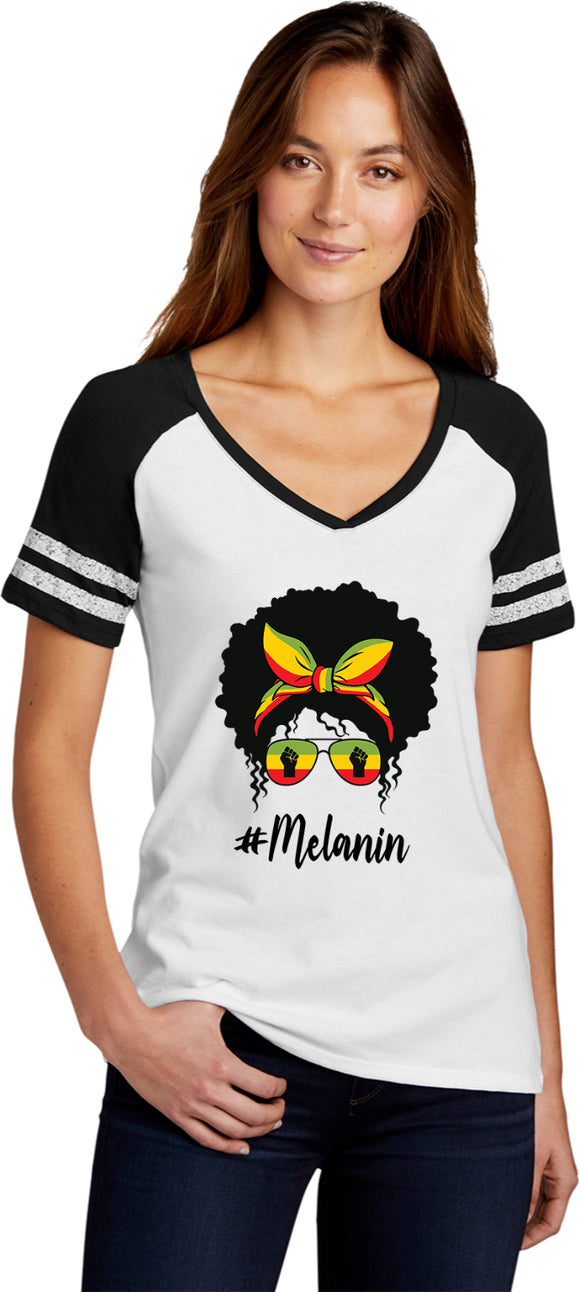 Mom Bun Rasta Melanin Womens Game V-neck T-shirt - Yoga Clothing for You