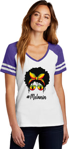 Mom Bun Rasta Melanin Womens Game V-neck T-shirt - Yoga Clothing for You