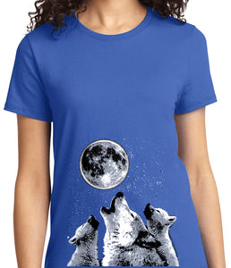 Ladies Wolves T-shirt Howling at the Moon - Yoga Clothing for You
