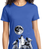 Ladies Wolves T-shirt Howling at the Moon - Yoga Clothing for You