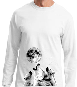 Wolves T-shirt Howling at the Moon Long Sleeve - Yoga Clothing for You
