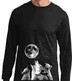 Wolves T-shirt Howling at the Moon Long Sleeve - Yoga Clothing for You