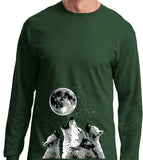 Wolves T-shirt Howling at the Moon Long Sleeve - Yoga Clothing for You