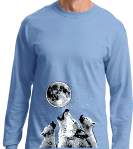 Wolves T-shirt Howling at the Moon Long Sleeve - Yoga Clothing for You