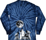 Wolves T-shirt Howling at the Moon Tie Dye Long Sleeve - Yoga Clothing for You