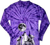 Wolves T-shirt Howling at the Moon Tie Dye Long Sleeve - Yoga Clothing for You