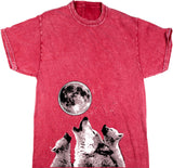 Wolves Tie Dye T-shirt Howling at the Moon Mineral Washed Tee - Yoga Clothing for You