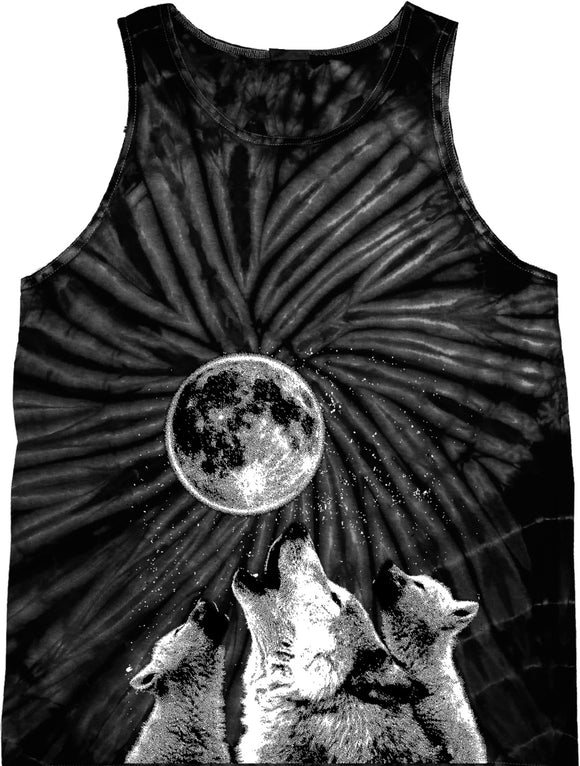 Wolves Tie Dye Tank Top Howling at the Moon - Yoga Clothing for You