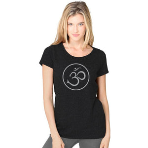 Ladies Recycled Triblend Yoga Tee Shirt - Thin Om Symbol - Yoga Clothing for You - 6