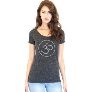 Ladies Recycled Triblend Yoga Tee Shirt - Thin Om Symbol - Yoga Clothing for You