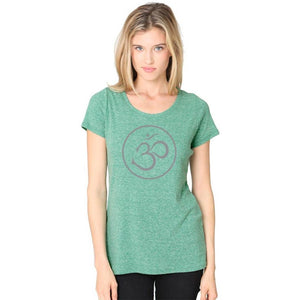 Ladies Recycled Triblend Yoga Tee Shirt - Thin Om Symbol - Yoga Clothing for You - 2