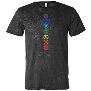 Mens Colored 7 Chakras Burnout Tee Shirt - Yoga Clothing for You - 1
