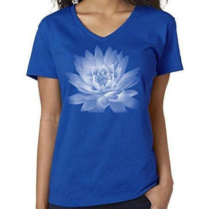 Ladies Yoga Vee Neck Tee - Lotus Flower - Yoga Clothing for You
