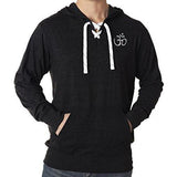 Mens Hindu OM Patch Lace Hoodie Tee - Pocket Print - Yoga Clothing for You - 1