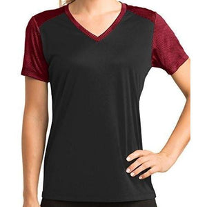 Womens Shoulder-Print V-neck Tee Shirt - Yoga Clothing for You - 1