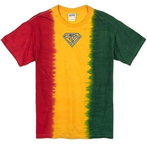 Mens Super Om (small print) Rasta Tie Dye Tee Shirt - Yoga Clothing for You