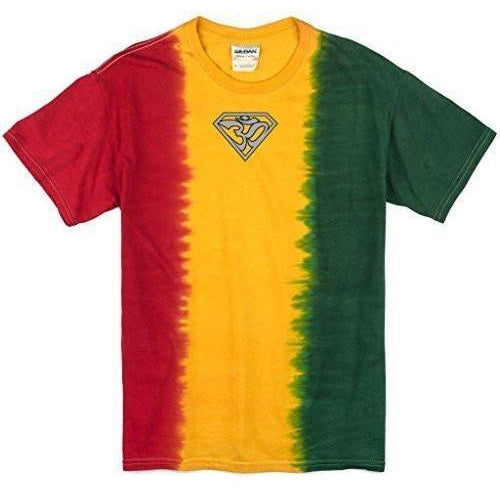 Mens Super Om (small print) Rasta Tie Dye Tee Shirt - Yoga Clothing for You