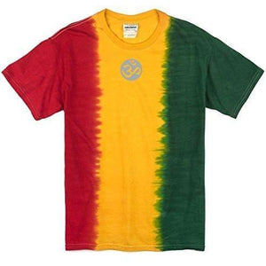 Mens Om (small print) Rasta Tie Dye Tee Shirt - Yoga Clothing for You