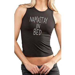 Womens Namast'ay in Bed Cropped Tank Top - Yoga Clothing for You - 1