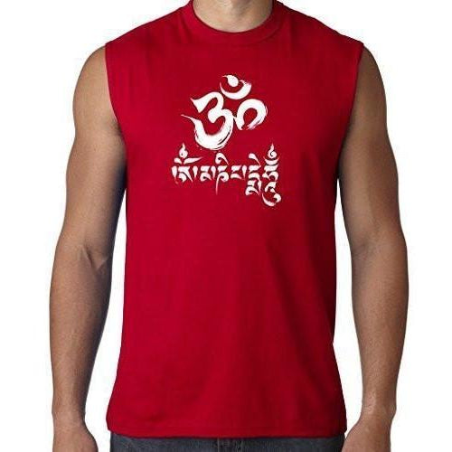 Mens Om Mani Padme Hum Sleeveless Tee - Yoga Clothing for You - 1