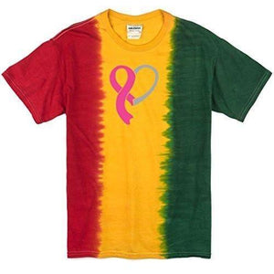 Mens Ribbon Heart Awareness Rast Tie Dye T-Shirt - Yoga Clothing for You