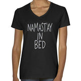 Womens Namaste in Bed Vee Neck Tee - Yoga Clothing for You - 3