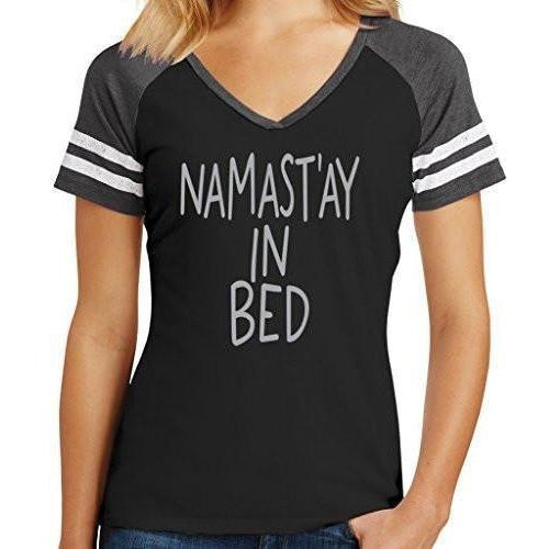 Womens Namast'ay in Bed V-neck Top - Yoga Clothing for You - 1