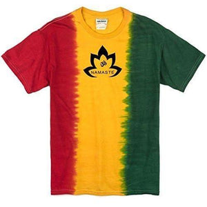Mens Namaste Lotus Rasta Tie Dye Tee Shirt - Yoga Clothing for You
