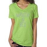 Womens Namaste in Bed Vee Neck Tee - Yoga Clothing for You - 6
