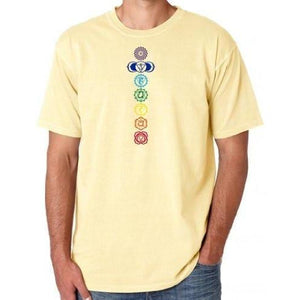 Mens Colored Chakras Garment-Dyed Cotton Tee Shirt - Yoga Clothing for You