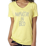 Womens Namaste in Bed Vee Neck Tee - Yoga Clothing for You - 4