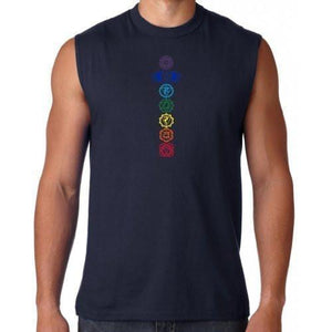 Mens 7 Colored Chakras Sleeveless Tee Shirt - Yoga Clothing for You - 7